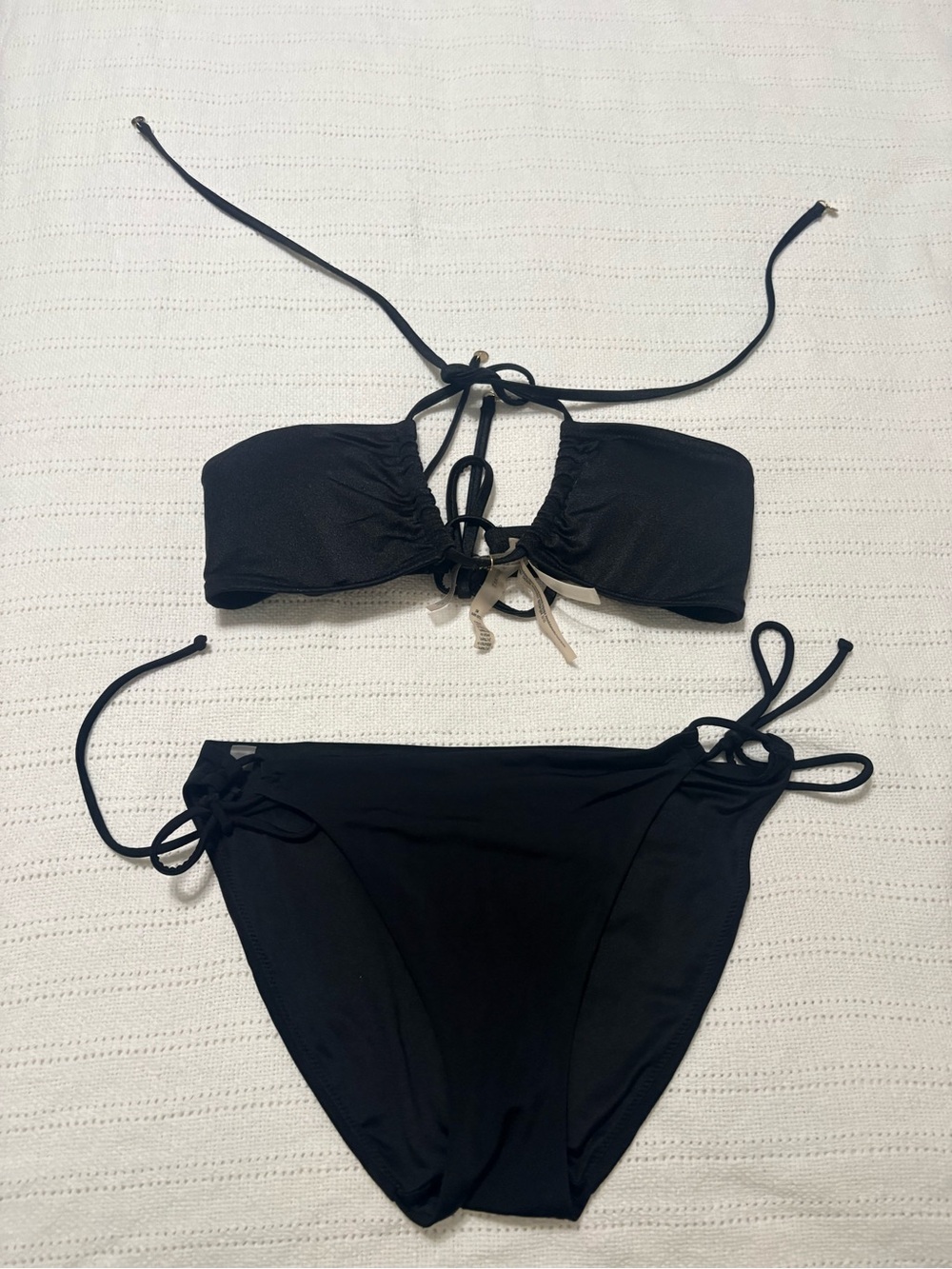 Victoria's Secret Black Bikini Bottom with Pink Logo Print